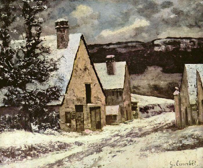 Gustave Courbet Dorfausgang im Winter oil painting picture